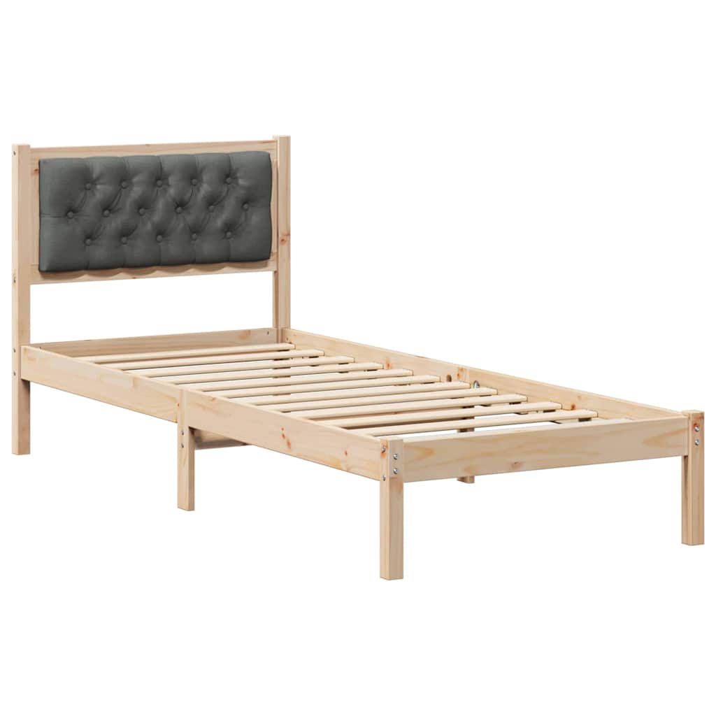 Bed Frame with Headboard Dark Grey 75 x 190 cm Fabric